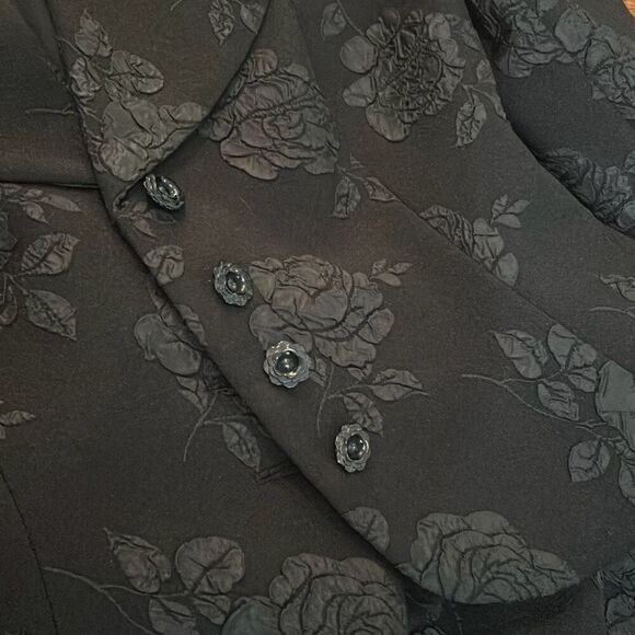 Talbots Womens Black Rose Textured Petite‎ Blazer Size 8 Pencil Skirt Size 10 - Picture 4 of 12